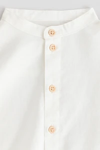 Chemise en lin mélangé avec col sans rabat