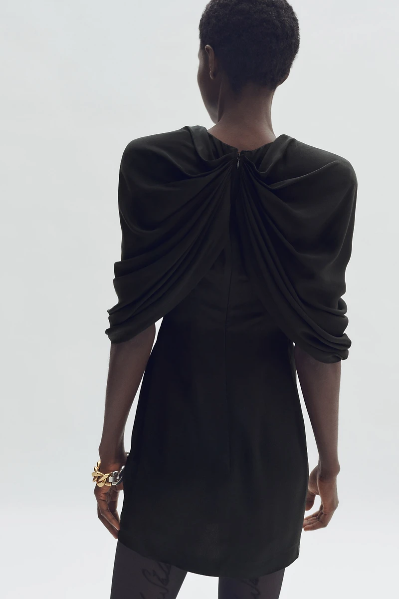 Draped Satin Mini Dress