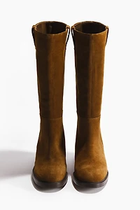 Knee-High Split Suede Boots