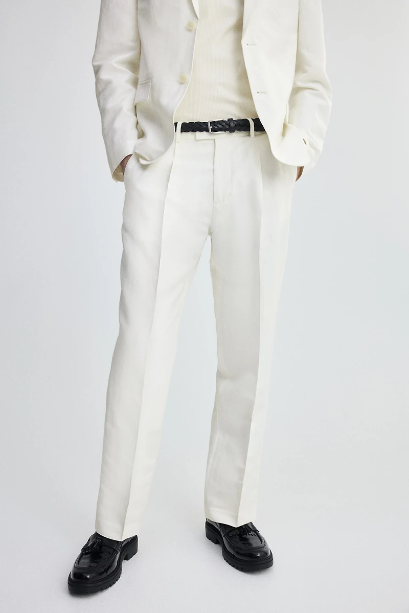 Regular-Fit Linen-Blend Suit Pants