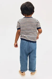 Embroidered-Detail Denim Joggers