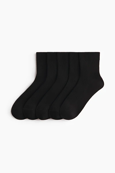 5-Pack Rib-Knit Ankle Socks