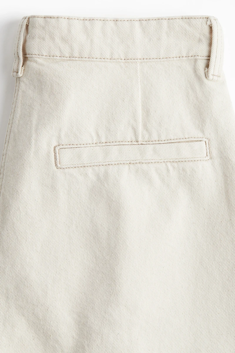 Pleated Denim Shorts