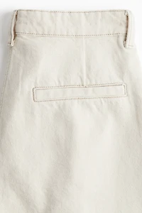 Pleated Denim Shorts