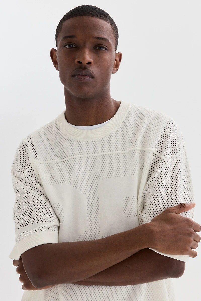 Relaxed-Fit Boxy Mesh T-Shirt
