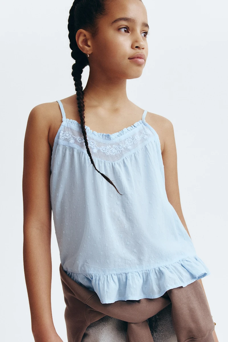 Lace-detail cotton top