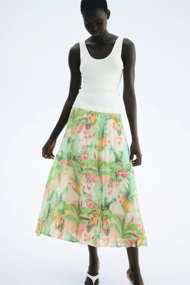 Pleated Midi Skirt