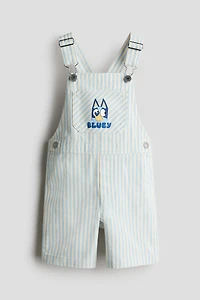 Printed-Motif Overall Shorts