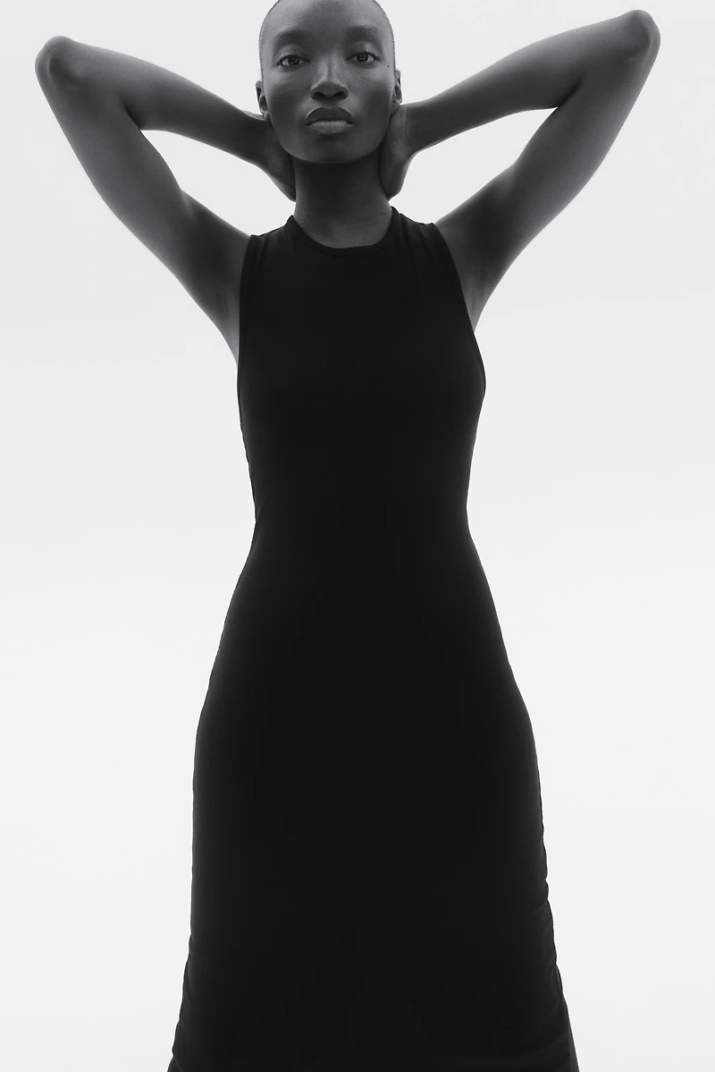 Robe maxi en tricot côtelé