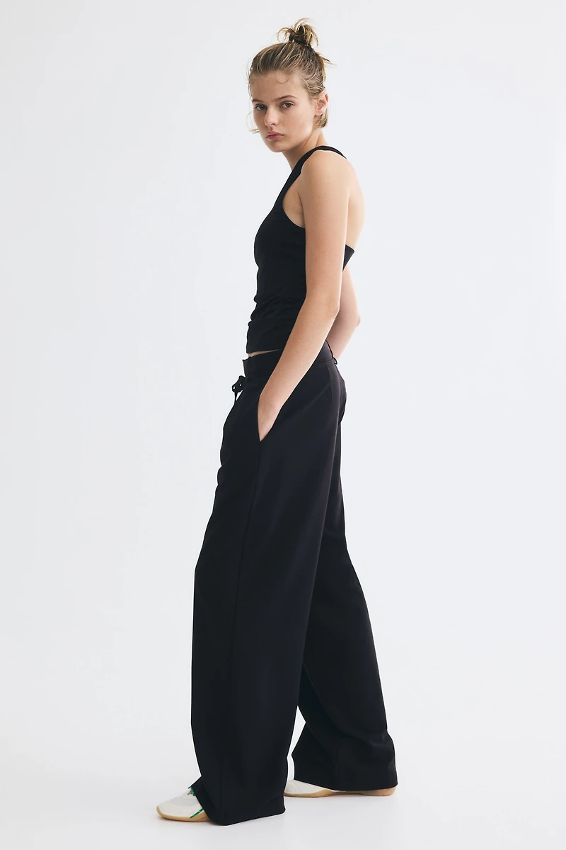 Pleated Tie-Belt Pants