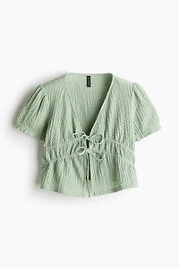 Crinkled Tie-Front Top