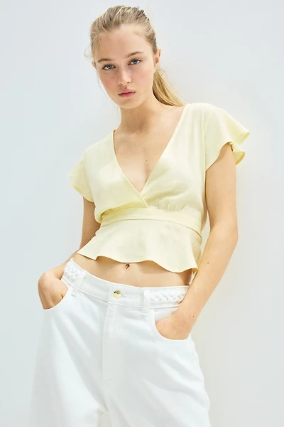 Linen-Blend Blouse