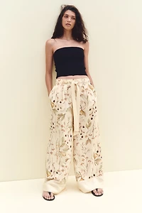 Wide-Leg Pants with Tie Belt