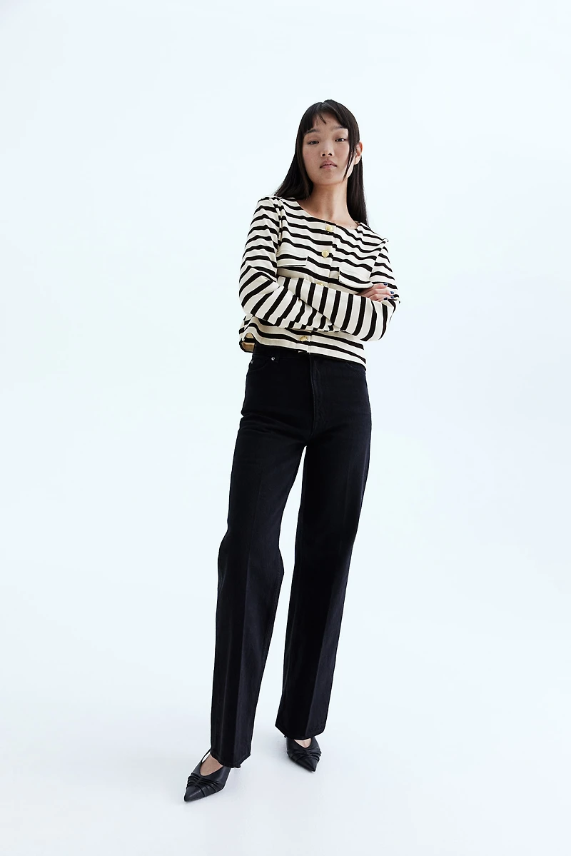 Pocket-Detail Jersey Cardigan