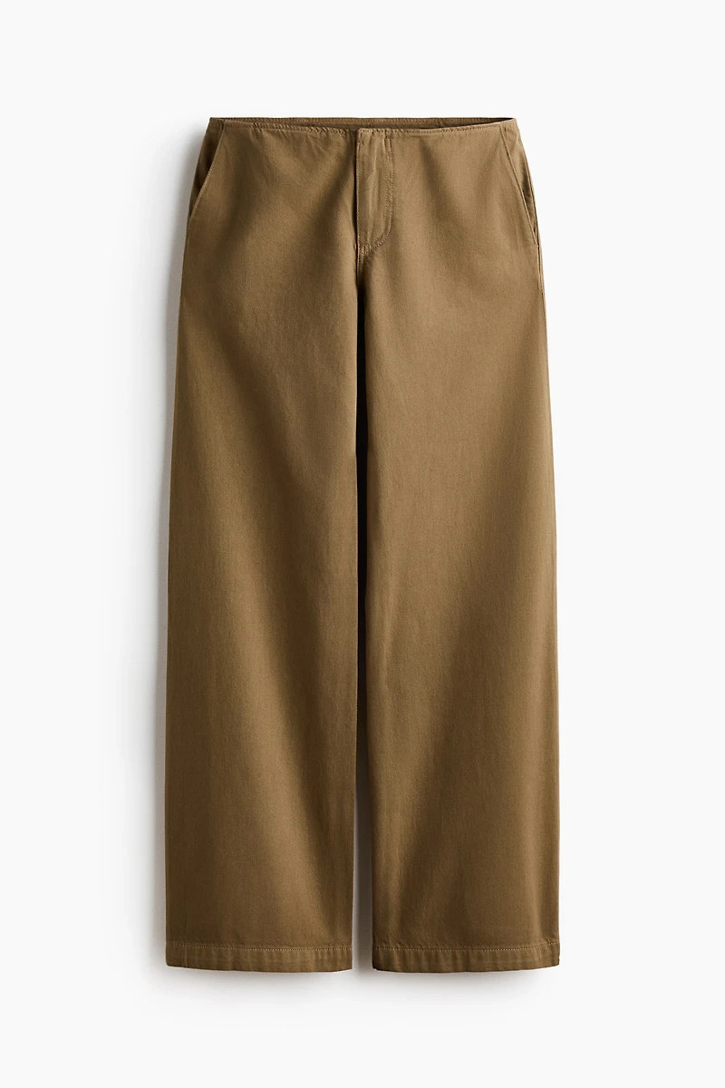 Wide-Leg Twill Pants
