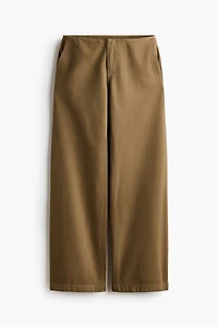 Wide-Leg Twill Pants