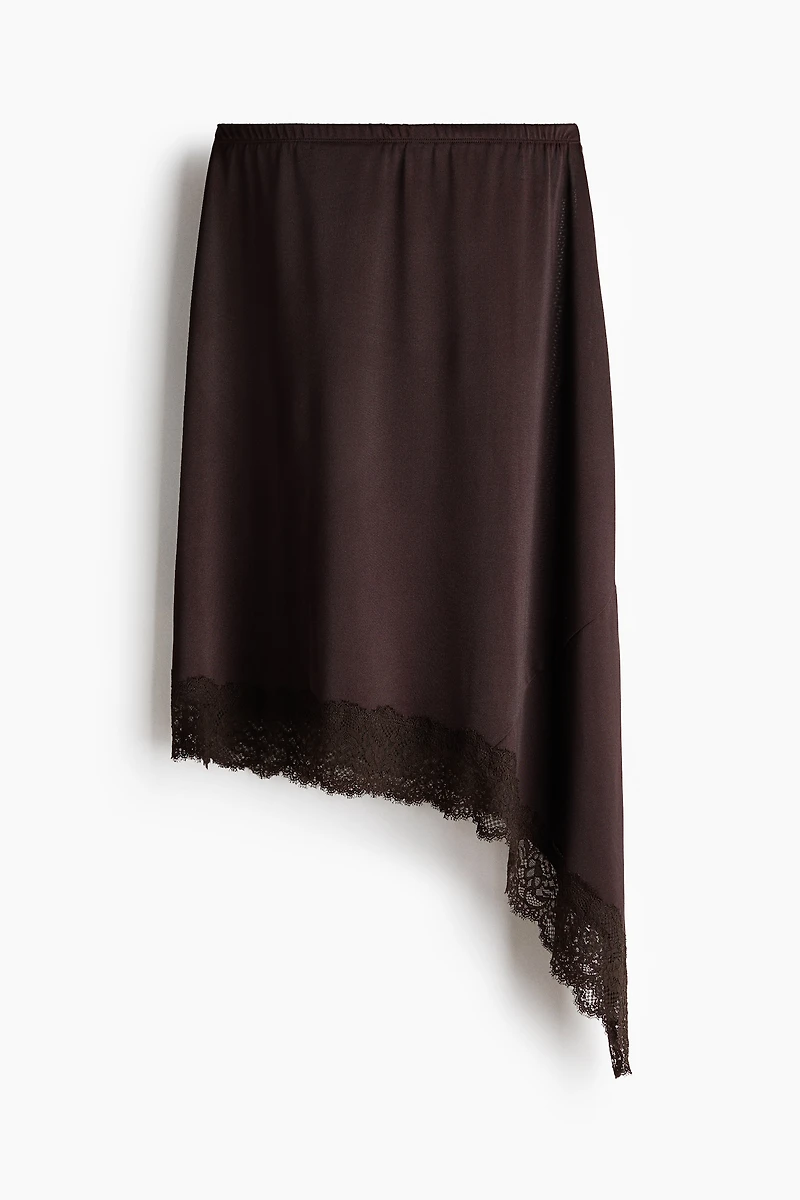 Asymmetric Lace-Trimmed Skirt