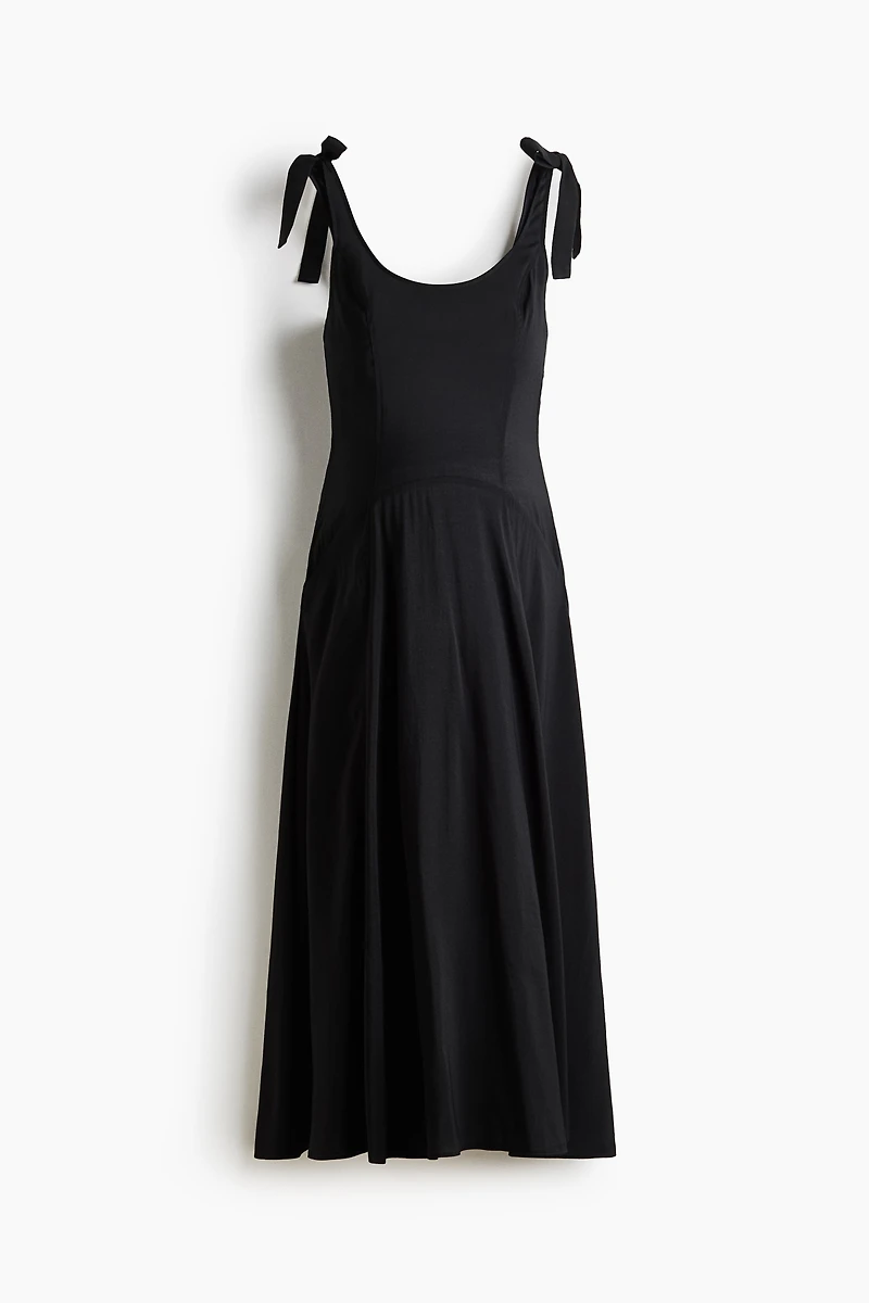 MAMA Nursing Dress with Tie-Top Shoulder Straps