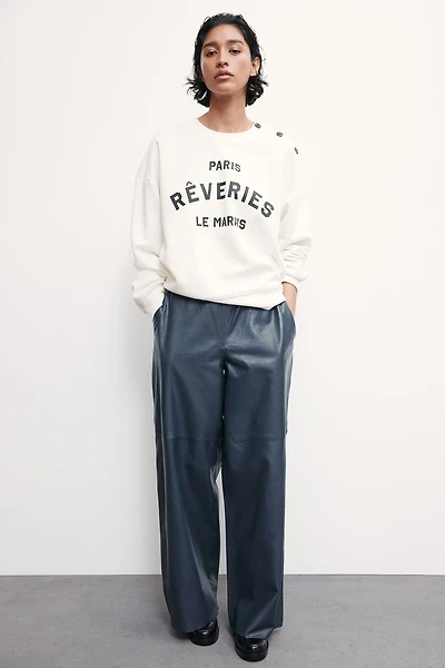 Button-Detail Sweatshirt