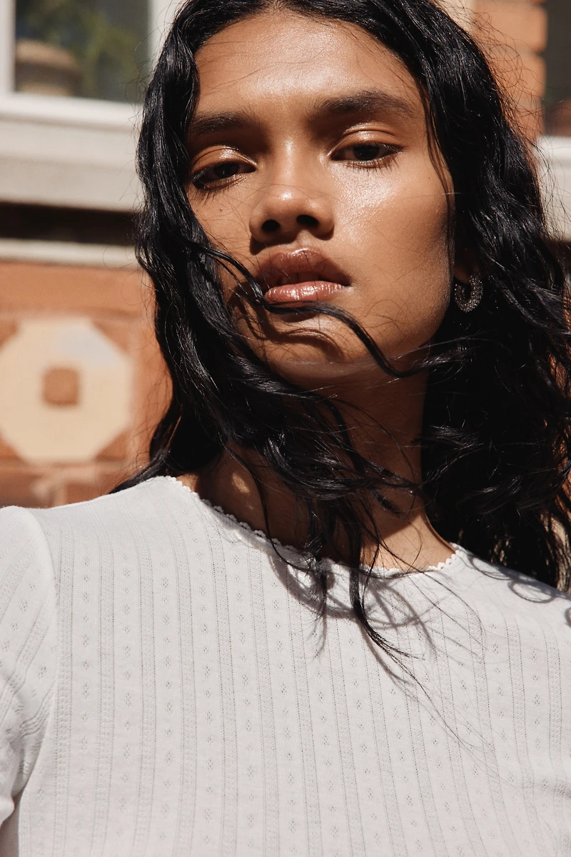 Haut en jersey pointelle