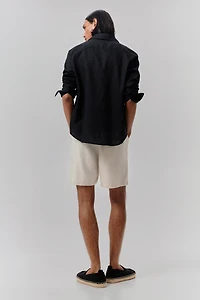 Short coupe décontractée en lin mélangé