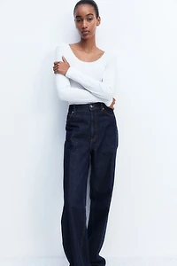 Lace-Trimmed Ribbed Top