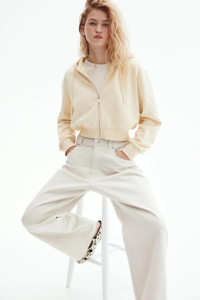 Short Hooded Sweatshirt Jacket