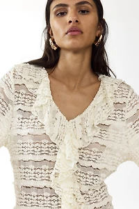 Lace-Look Jersey Blouse