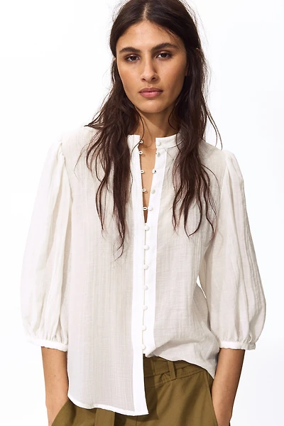 Balloon-Sleeved Blouse