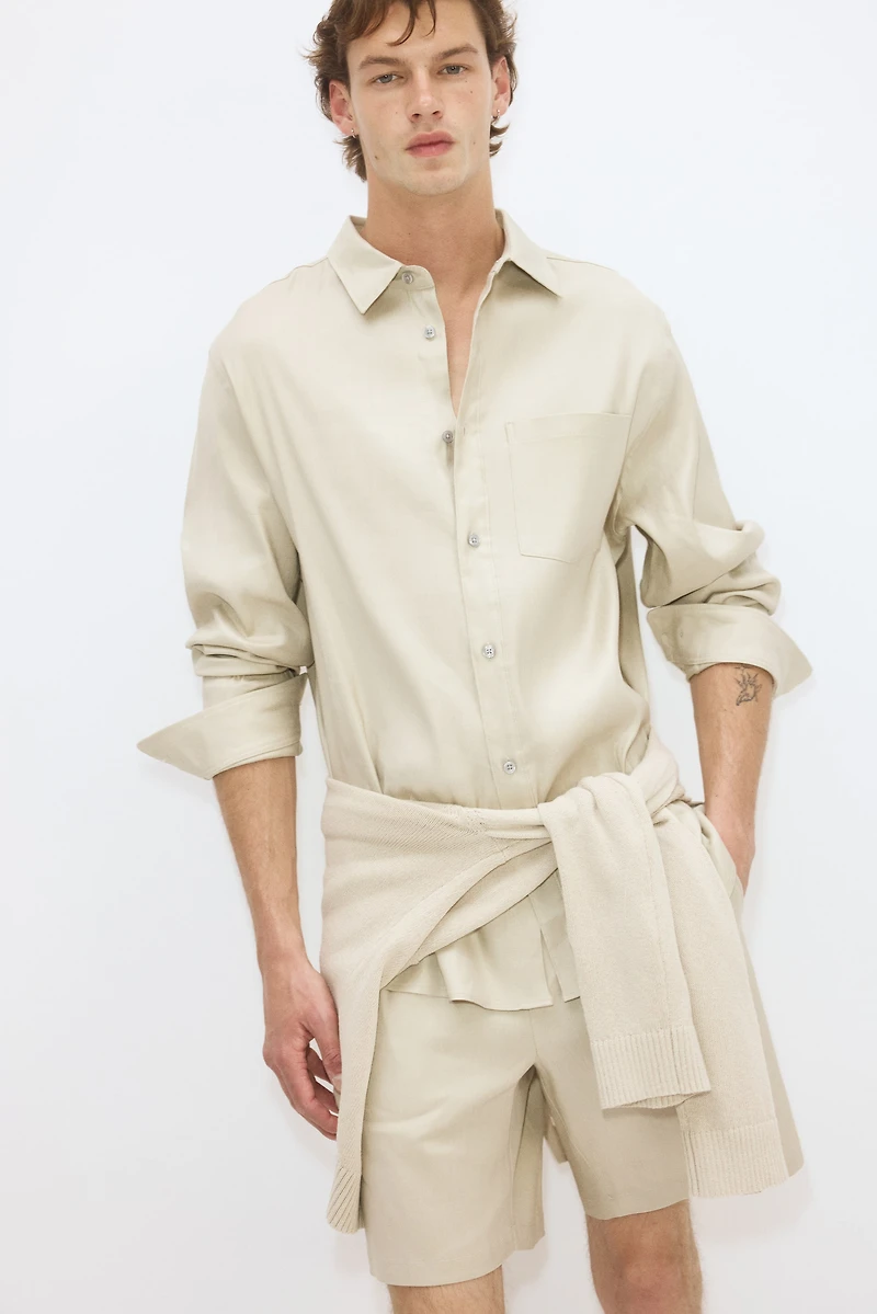Easy-Care Relaxed-Fit Linen-Blend Shorts