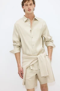 Easy-Care Relaxed-Fit Linen-Blend Shorts