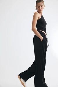 Pleated Tie-Belt Pants