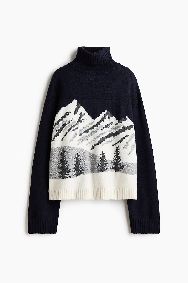 Jacquard-Knit Turtleneck Sweater