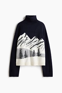 Jacquard-Knit Turtleneck Sweater