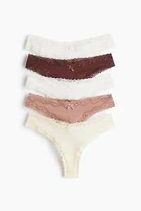 5-pack Cotton and Lace Brazilian Briefs