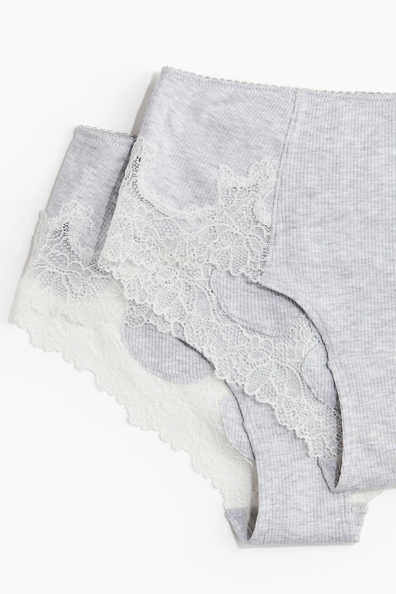 2-Pack Lace-Trimmed Cotton Hipster Briefs