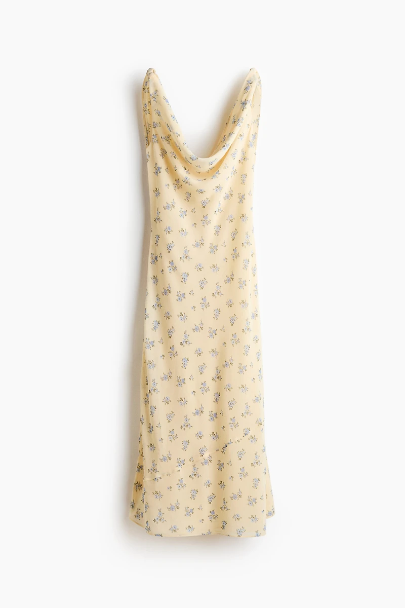 Cowl-Neck Dress with Tie Shoulder Straps