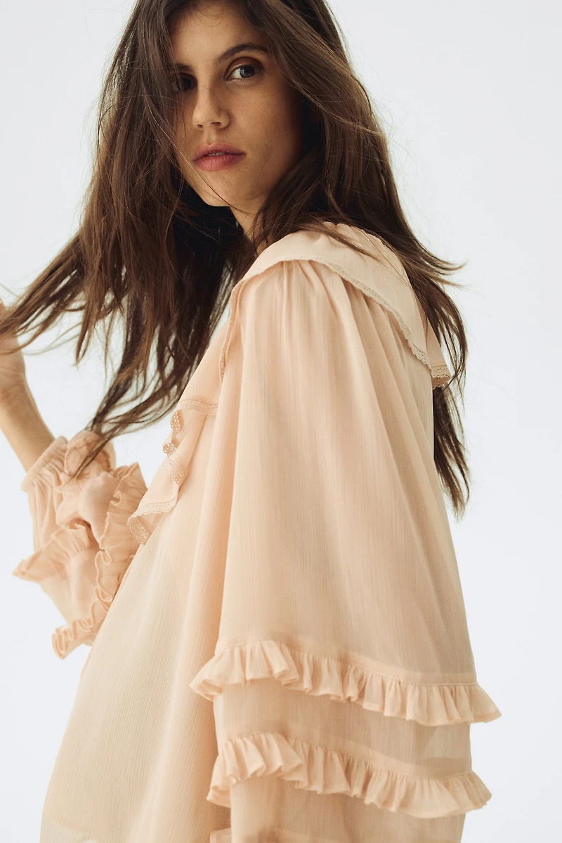 MAMA Ruffle-Trimmed Chiffon Blouse