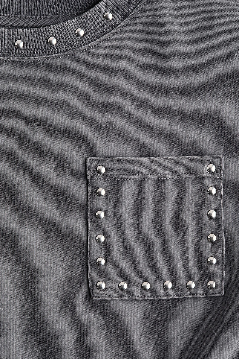 Washed-Look Studded Top