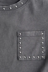 Washed-Look Studded Top