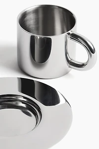 Stainless Steel Espresso Cup and Saucer