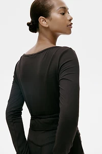 Brushed Jersey Wrap Top