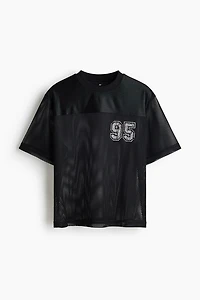 Loose-Fit Printed Mesh T-Shirt