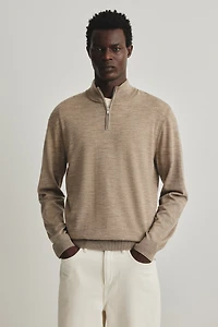 Regular-Fit Half-Zip Merino Wool Sweater