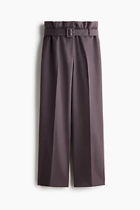 Belted Wool-Blend Pants