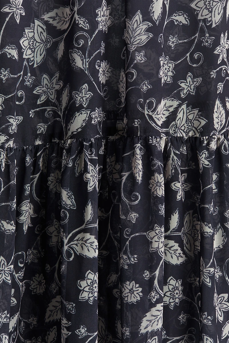 Balloon-Sleeved Chiffon Dress