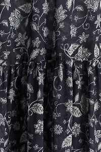 Balloon-Sleeved Chiffon Dress