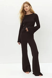 Rib-Knit Linen-Blend Top