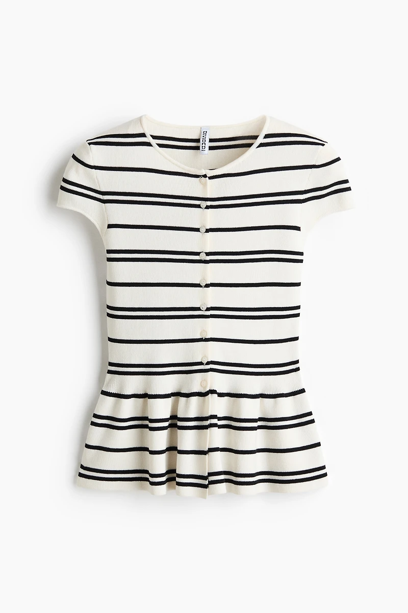 Short-Sleeved Peplum Cardigan