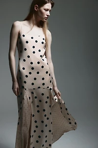 Flared-Skirt Satin Dress